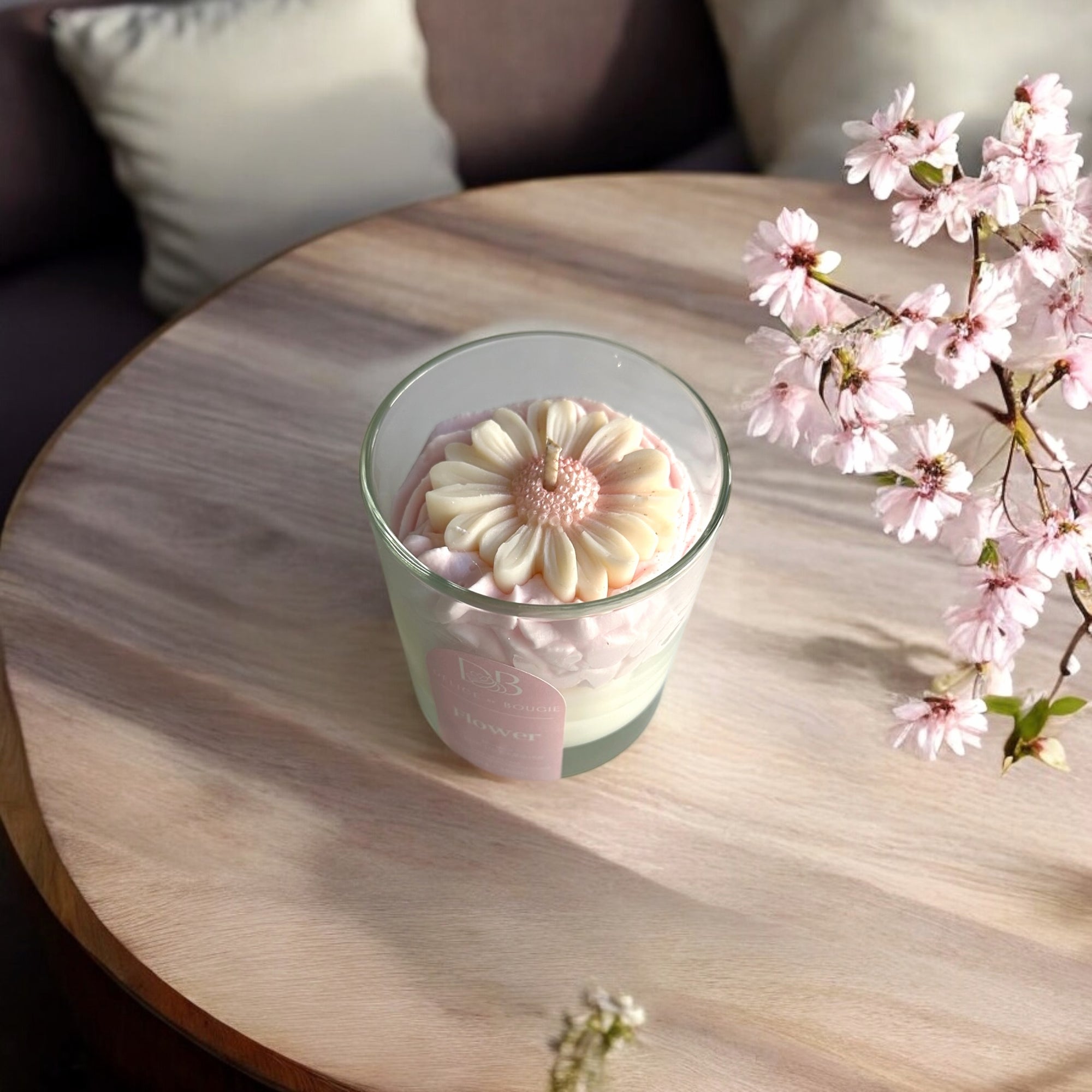 Personnalise moi | Bougie chantilly | Flower | Fleur de cerisier