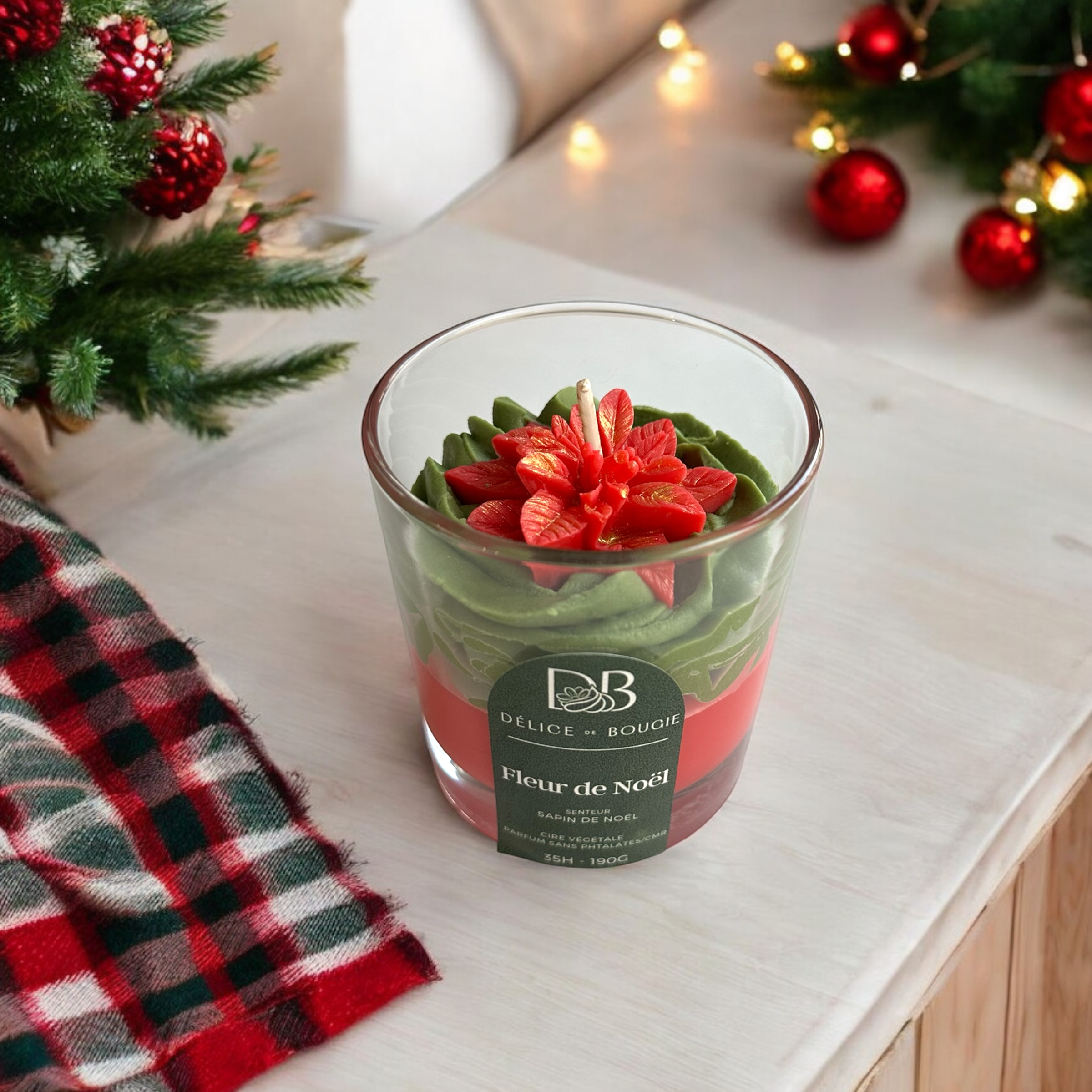Bougie chantilly | Fleur de Noël