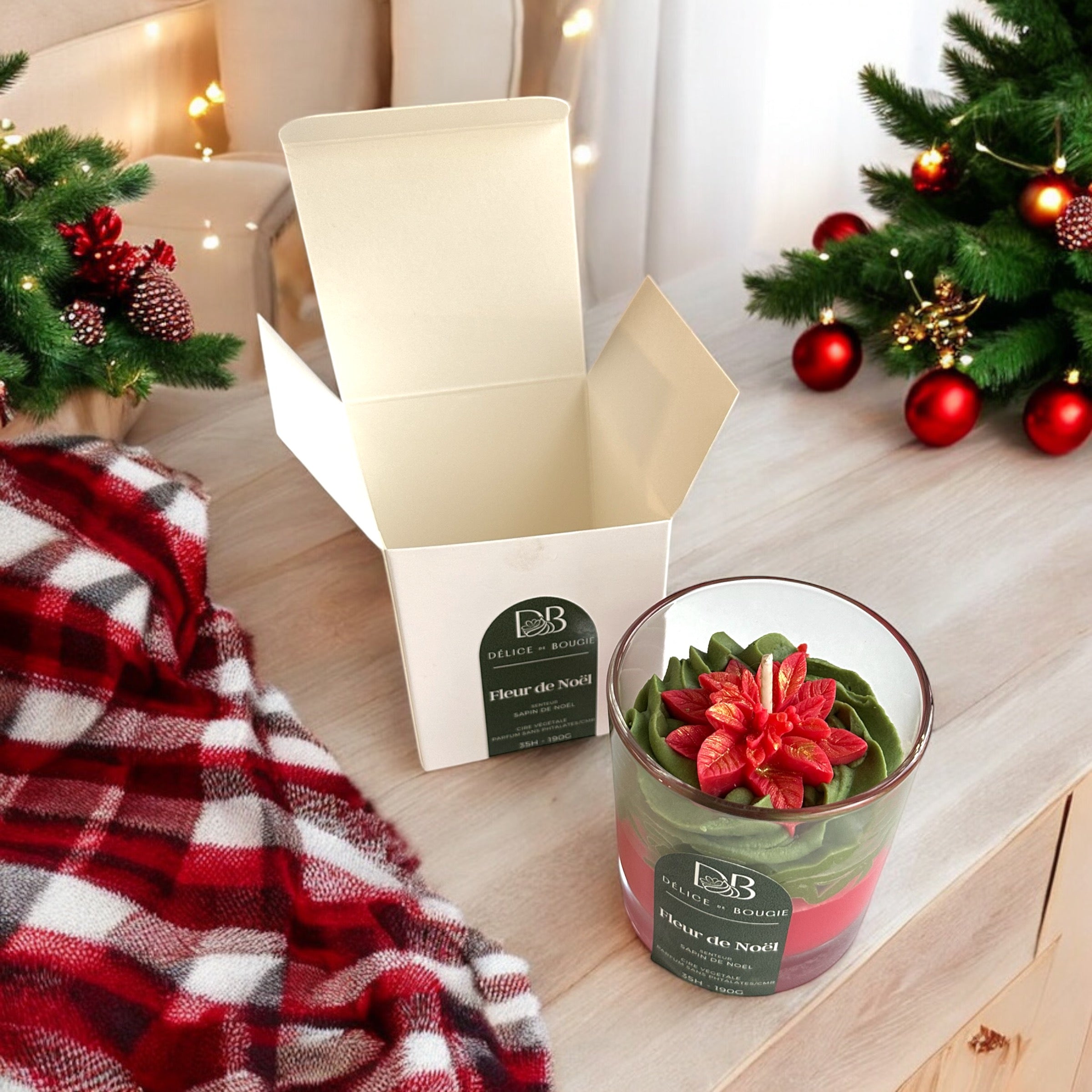 Bougie chantilly | Fleur de Noël